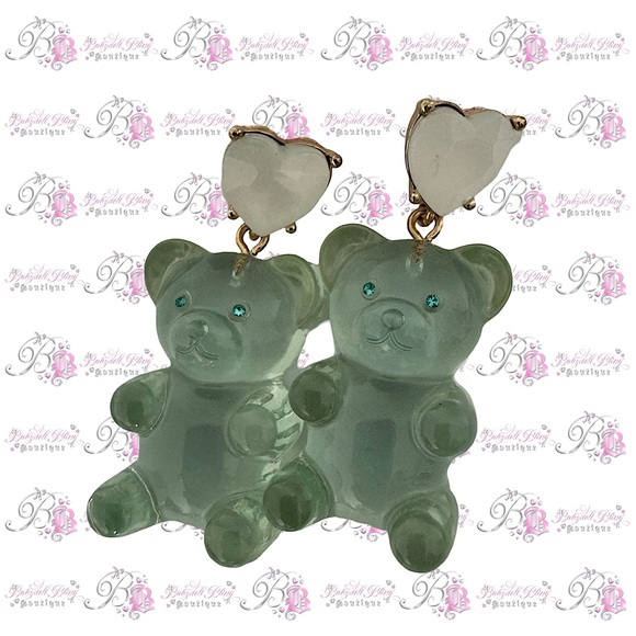 Betsey Johnson Jewelry - Betsey Johnson gummy bear earrings, see-through with crystals bling diamonds y2k